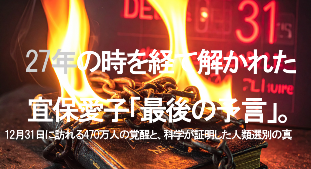 【緊急解禁】27年の時を経て解かれた、宜保愛子「最後の予言」。12月31日に訪れる470万人の覚醒と、科学が証明した人類選別の真実